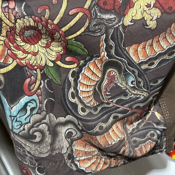 Billabong Mexico Bali Lotus Flower Cobra Snake Eagle Talon Surf Board Shorts 32 - Picture 6 of 16